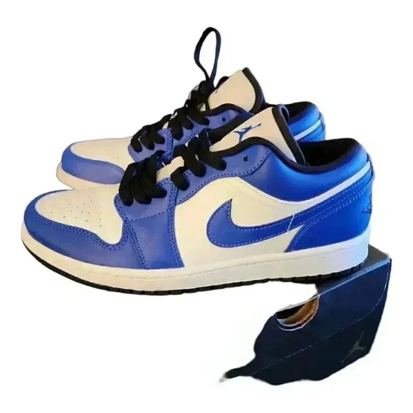 Nike Air Jordan 1 Low White/Hyper Royal- Black Mens Size 8 - Picture 5 of 8